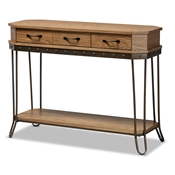 Baxton Studio Kellyn Vintage Rustic Industrial Oak Brown Finished Wood and Black Finished Metal 3-Drawer Console Table?